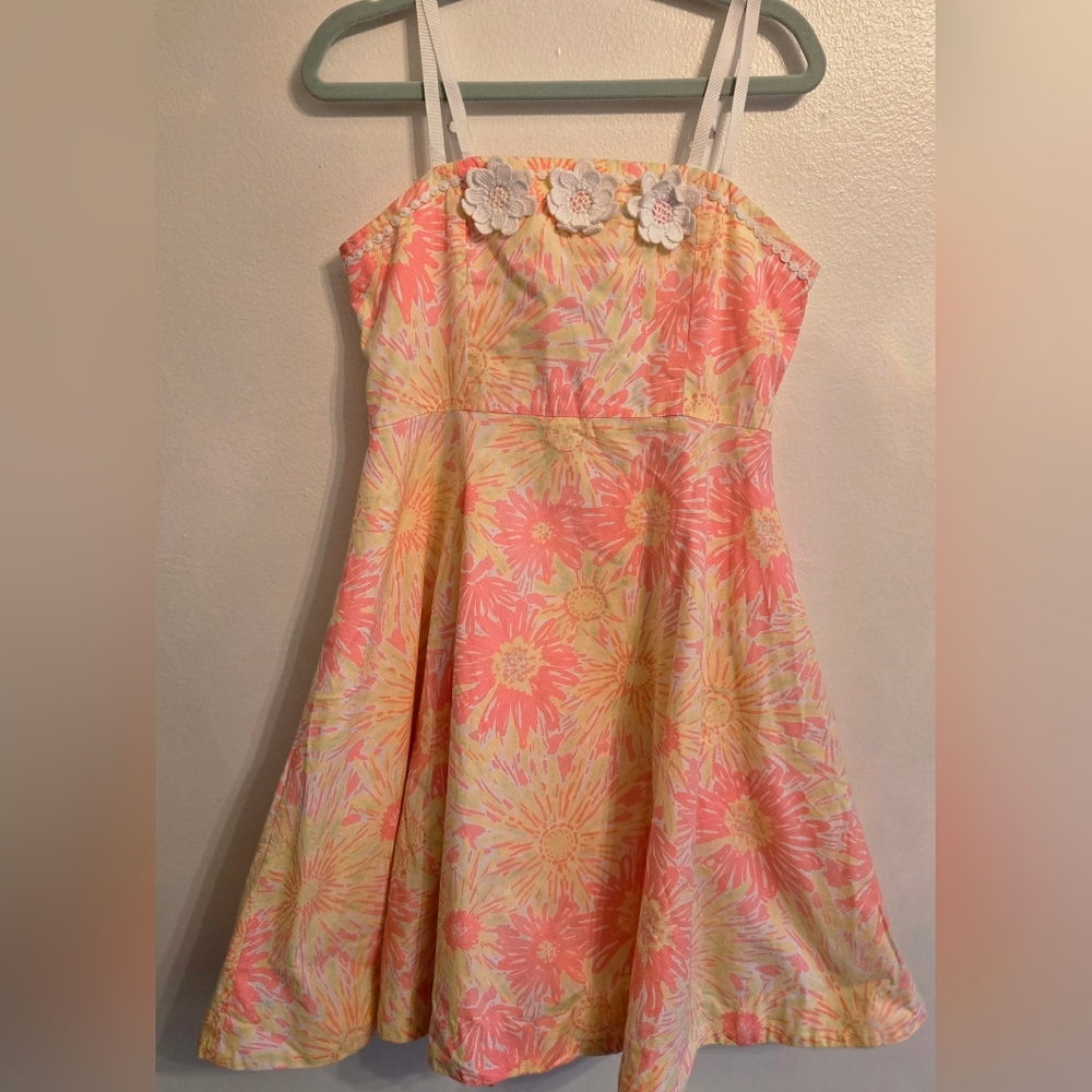 Lilly Pulitzer Girls Pink Yellow Sundress Sz 12